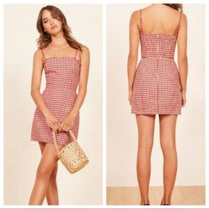 Reformation Ava Checkered Linen Dress